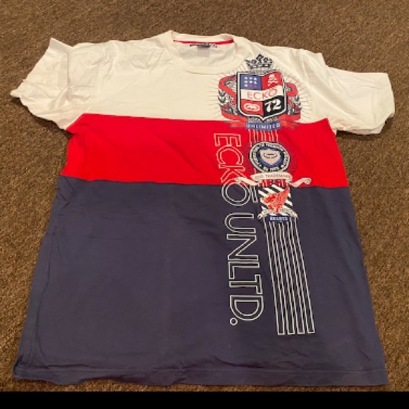 Ecko Unlimited Other - Ecko Unltd Men's Crew Neck Short Sleeve Red White Blue T-shirt 2XL Casual EUC